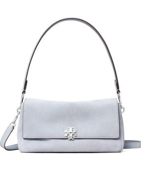 Tory Burch Light Blue Charlie Suede Shoulder Bag